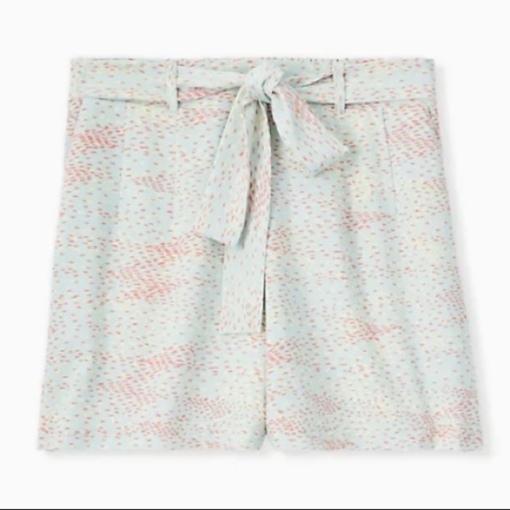 SELF TIE MID SHORT - CREPE MULTI DOTS & MINT BLUE